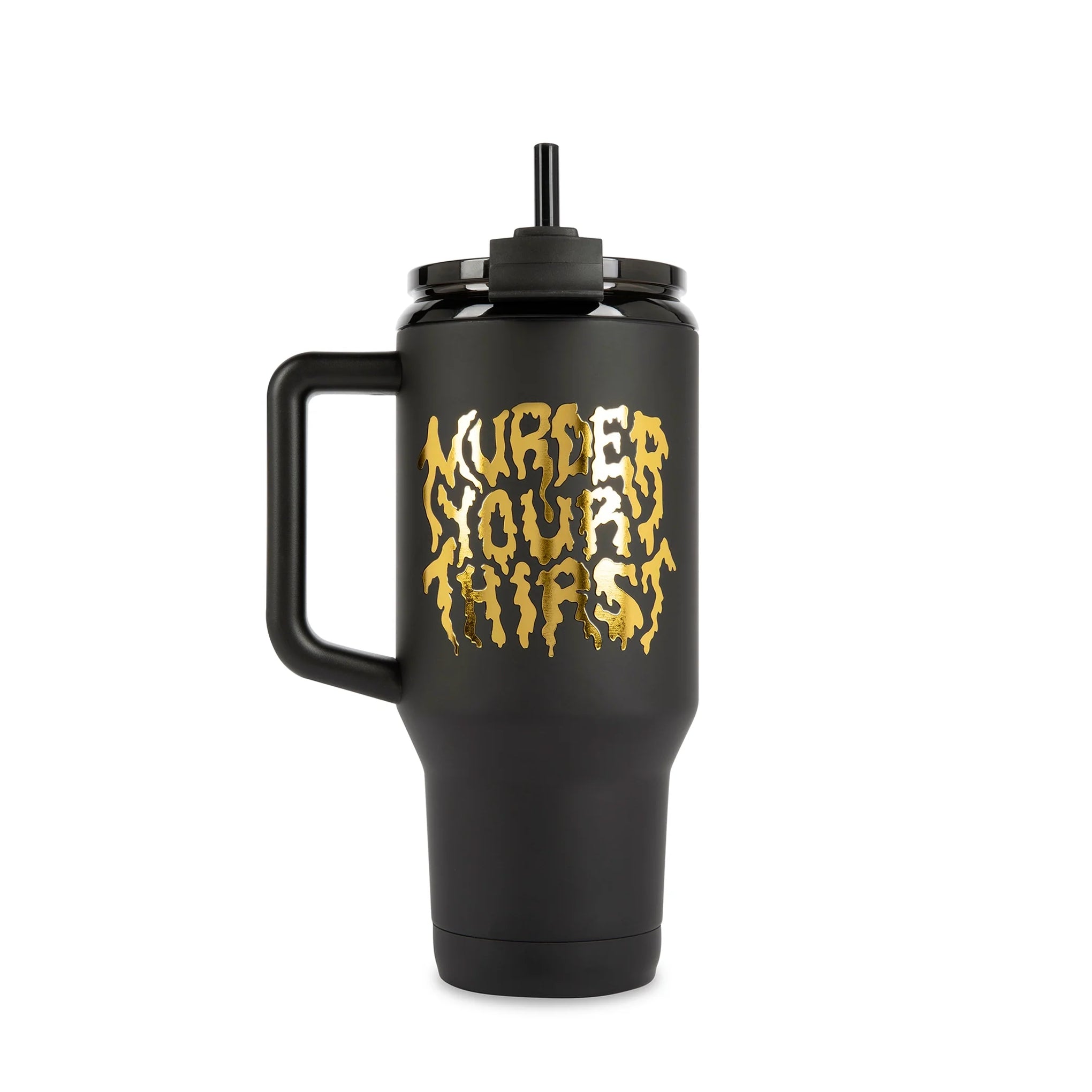 Liquid Death x Igloo Cold-Blooded Travel Mug — Black/Gold — back