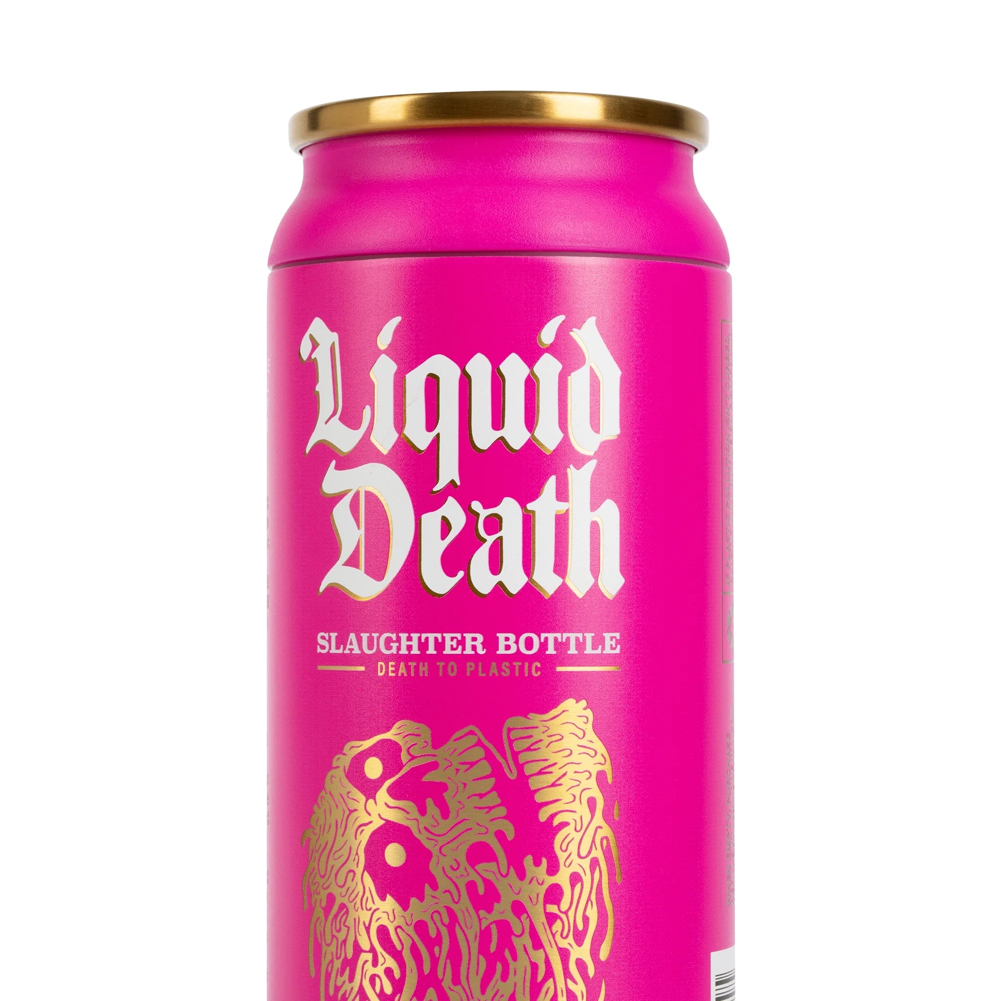 Liquid Death x Igloo Reusable Slaughter Bottle — Pink — logo closeup