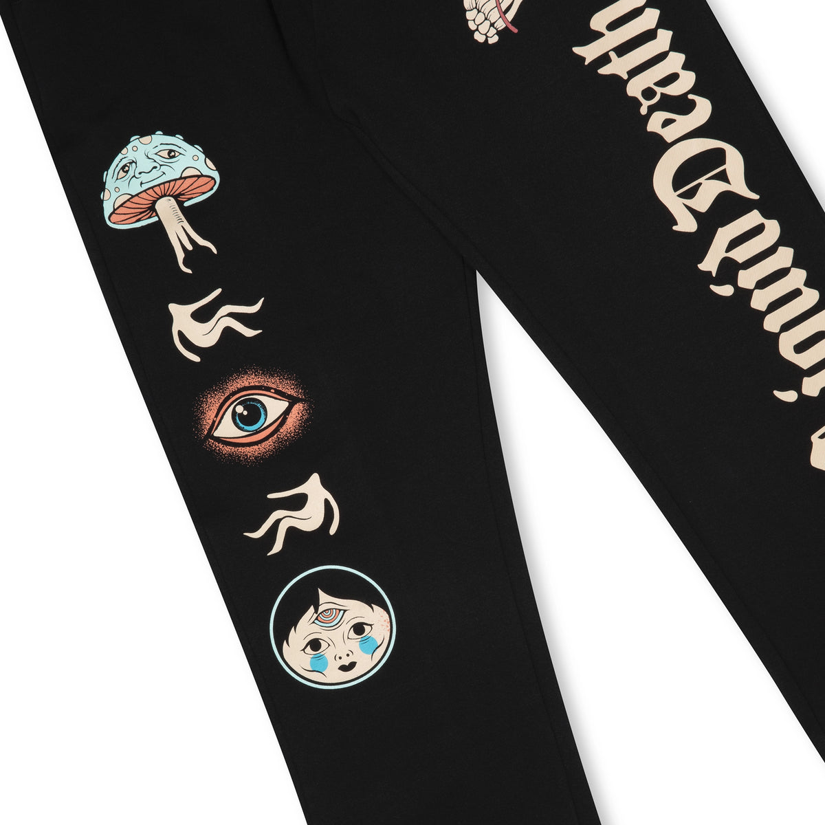 Dose Your Thirst Sweatpants — left leg closeup